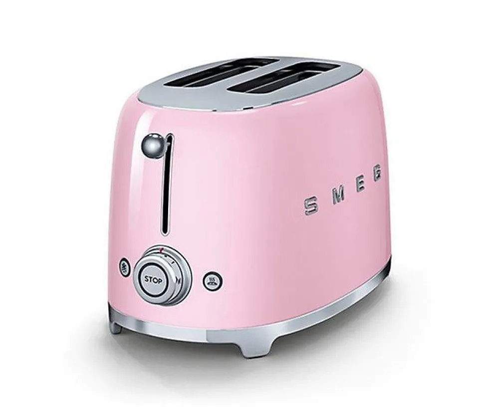 Grille-pain SMEG TSF01PKEU Rose - 2 fentes extra-large - Tiroir ramasse-miettes amovible