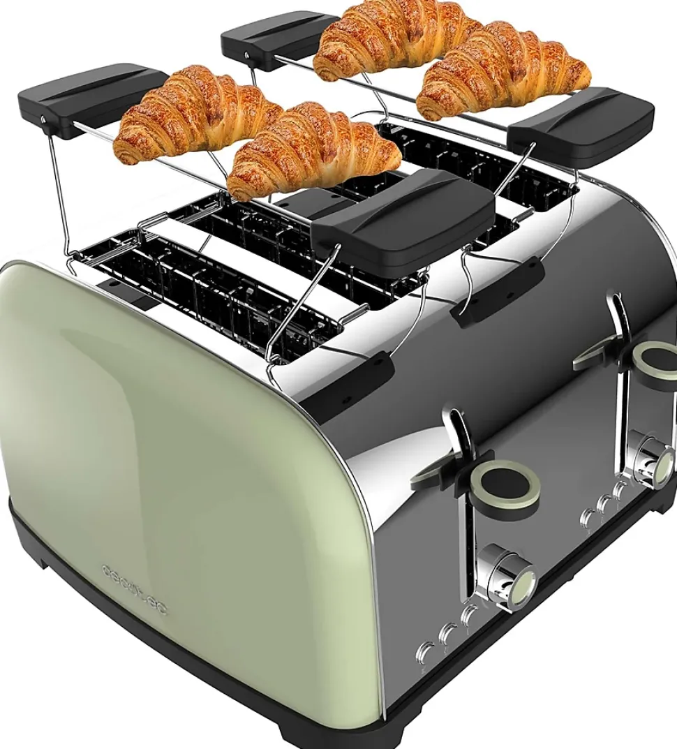 Grille-pain Vert Inox 4 Fentes 1700W Moderne