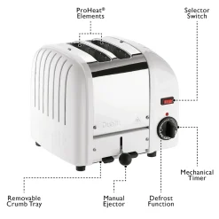 Grille-pains 2 fentes 1250w blanc Dualit 20261