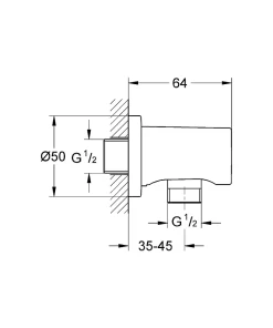 GROHE Coude à Encastrer 1/2" RAINSHOWER Chromé 27057000
