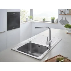 GROHE Evier 1 cuve avec égouttoir réversible en acier inoxydable K500 31563SD1