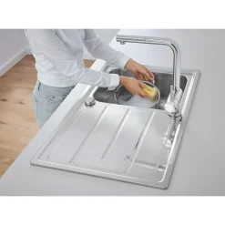 GROHE Evier 1 cuve avec égouttoir réversible en acier inoxydable K500 31563SD1