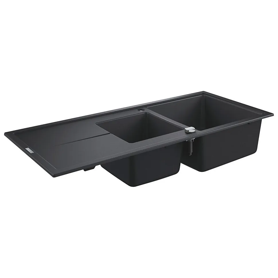 GROHE K400 - Evier composite avec égouttoir Noir granite 1160 x 500 mm 31643AP0