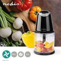 Hacheur d'Aliments 260 W 0.5L 2 vitesses Noir NEDIS