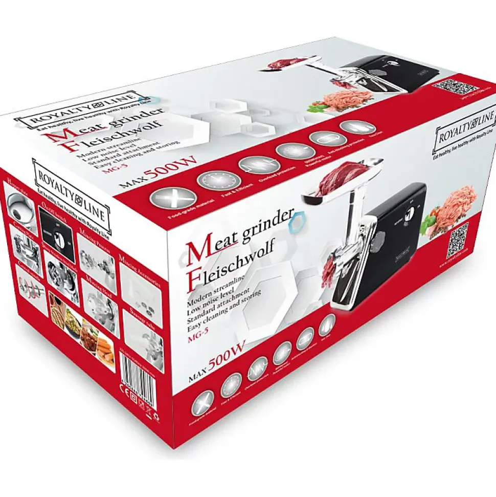 Hachoir à Viande 600W Noir Royalty Line RLMG5-BLK