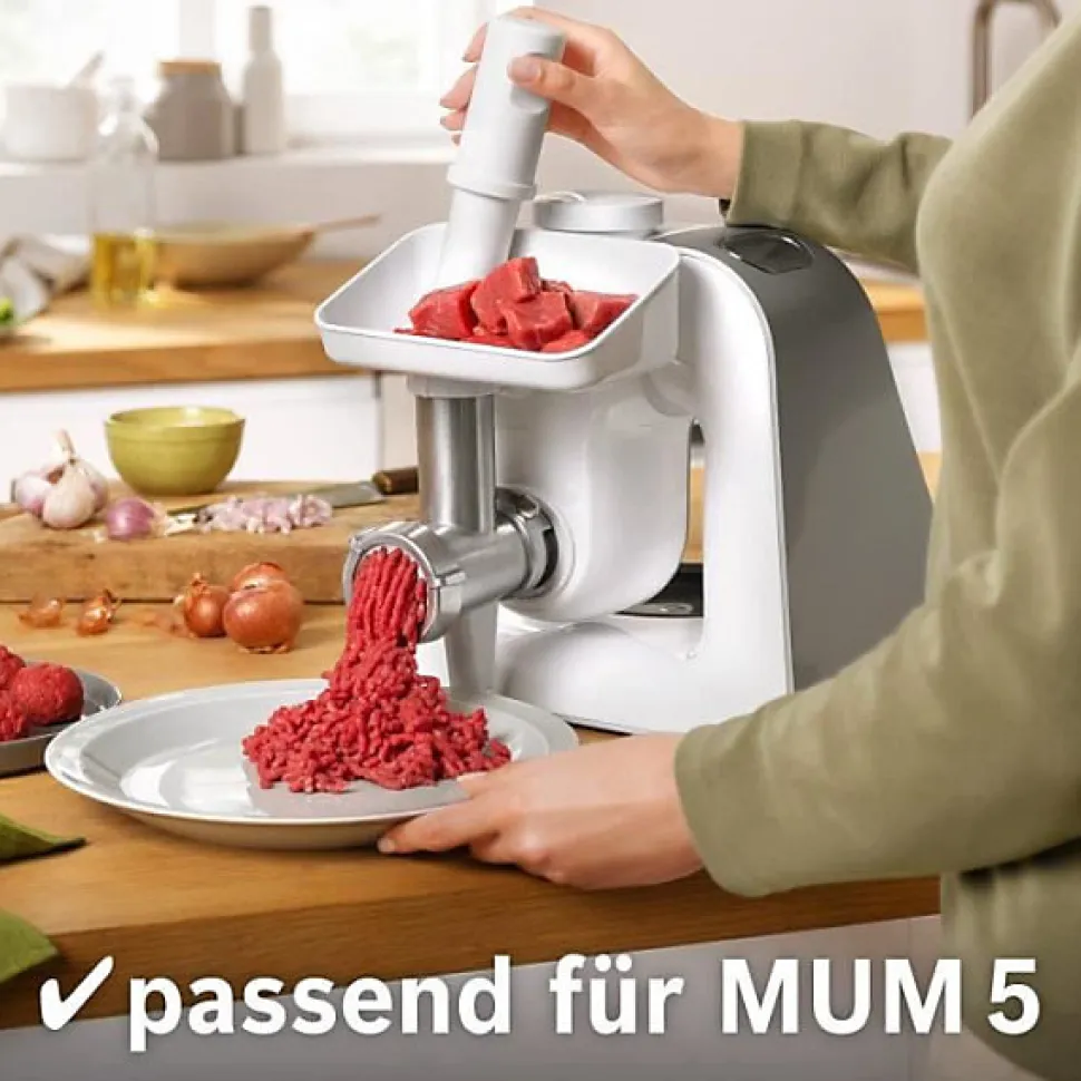 Hachoir Electrique a viande pour Kitchen Machine MUM5 - BOSCH - MUZ5FW1 - Disque ajouré en inox diametre 4.5 mm