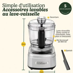 Hachoir Electrique électrique - CUISINART - ECH4E Mini Prep Pro - 250 W - 900 ml - Gris