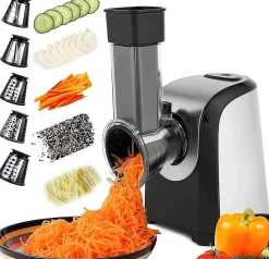 Hachoir électrique avec 4 cônes interchangeables différents gris noir