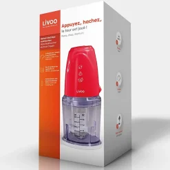 Hachoir électrique multifonction Rouge Livoo DOP207R - Capacité 0,5L - 2 vitesses