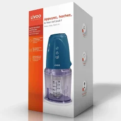 Hachoir électrique multifonction bleu Livoo DOP207B - Capacité 0,5L - 2 vitesses