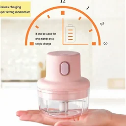 Hachoir électrique portable sans fil 100ml Rose Herzberg HG03183-PNK