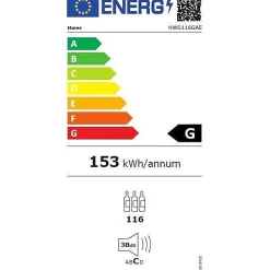HAIER HWS116GAE - Cave a vin de vieillissement - Pose libre - 116 bouteilles H126.5 x L59,5 cm - Noir