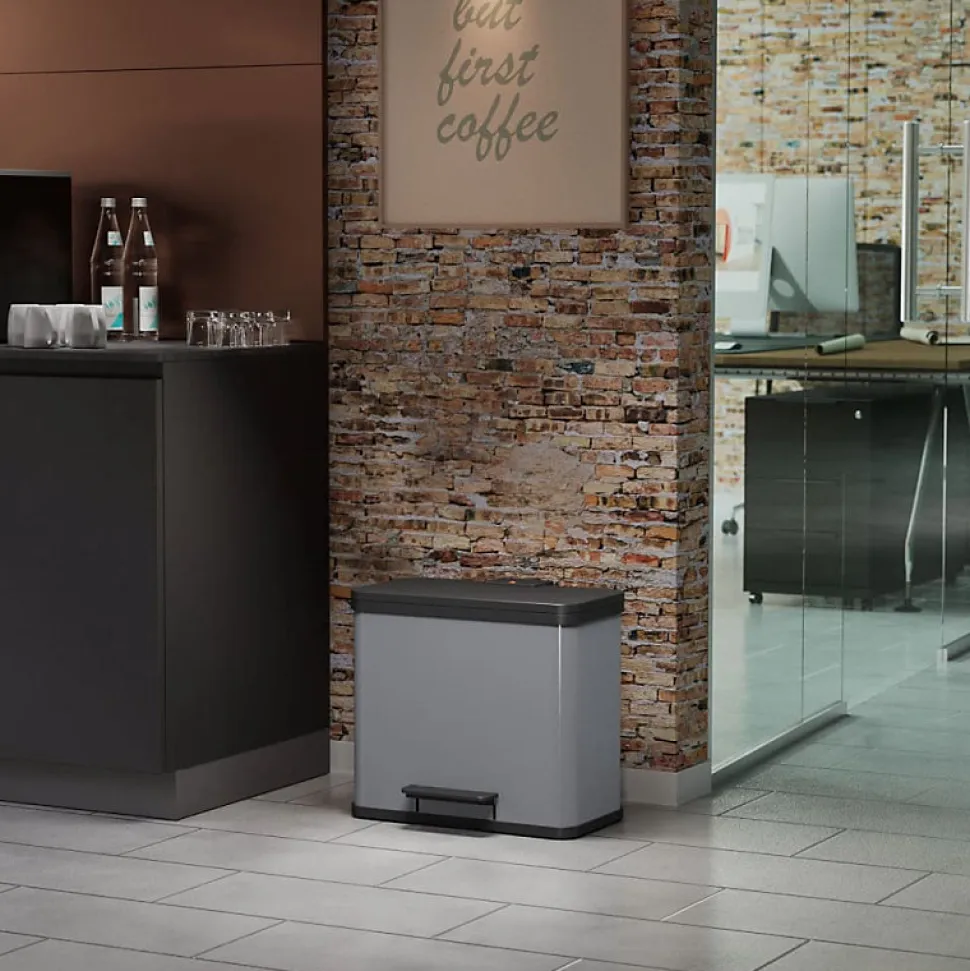 Hailo Poubelle à pédale Oko Trio Plus Taille L 3x9 L Argenté 0633 220