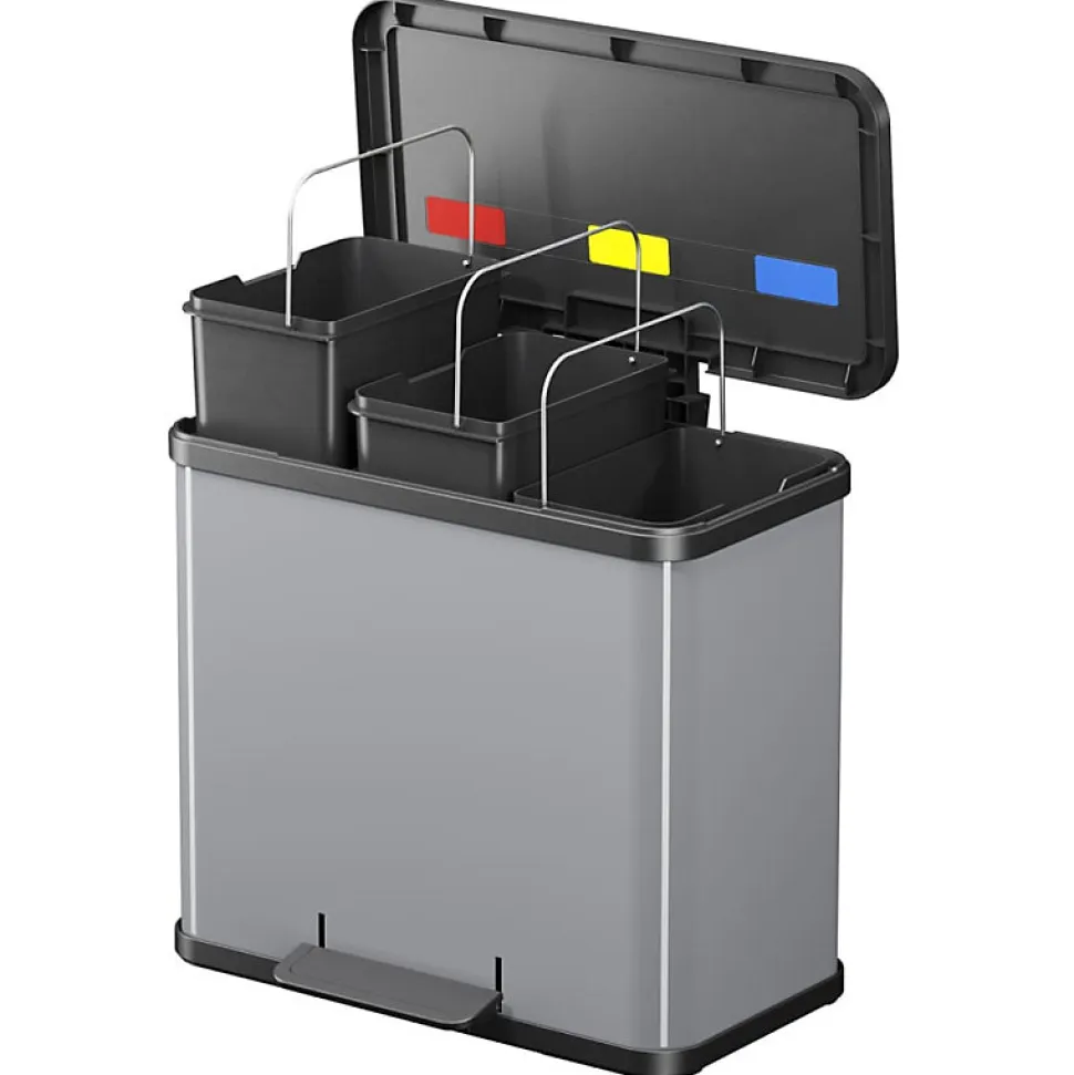 Hailo Poubelle à pédale Oko Trio Plus Taille L 3x9 L Argenté 0633 220