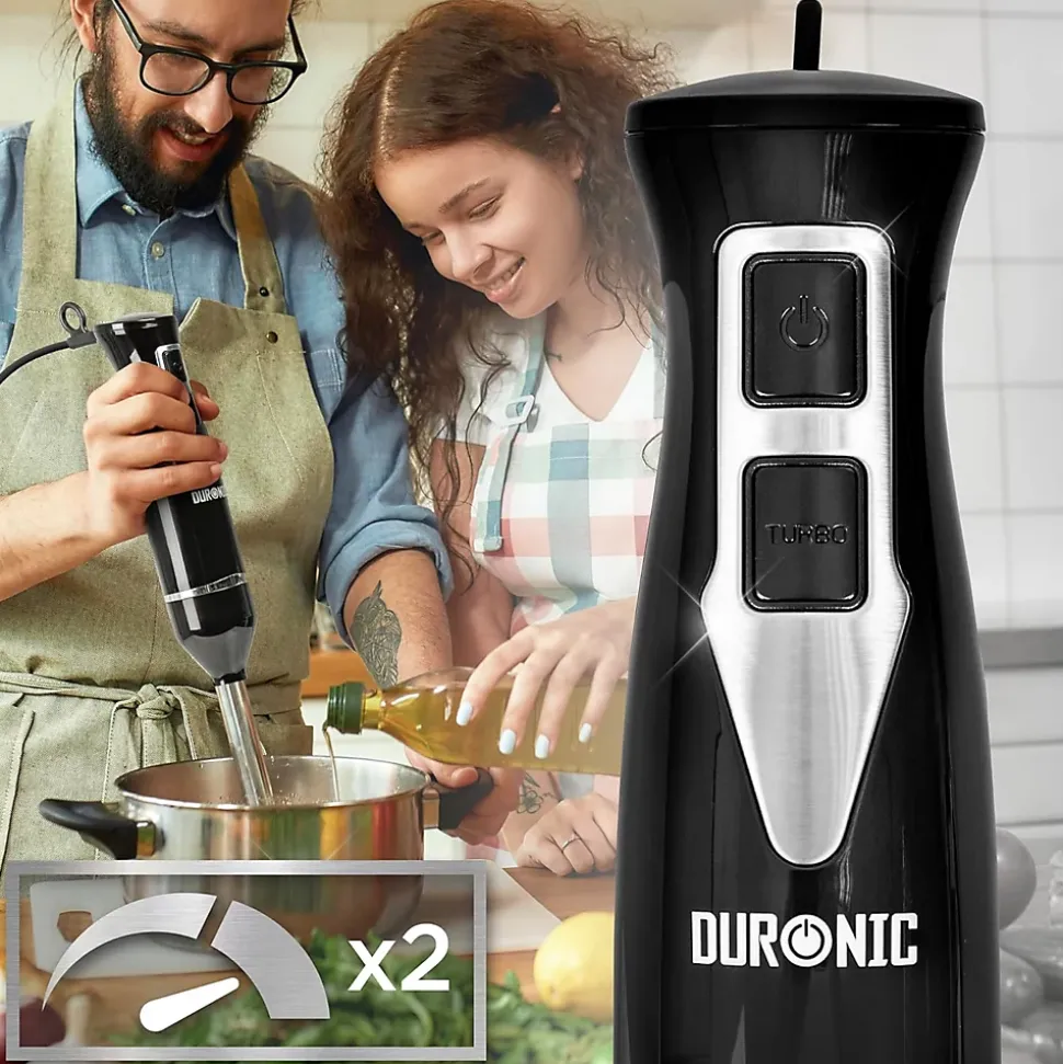 HB35B Mixeur plongeant 350W 2 vitesses Lames inox résistantes à la chaleur Soupe purée smoothie pâtisserie fruit légume Duronic