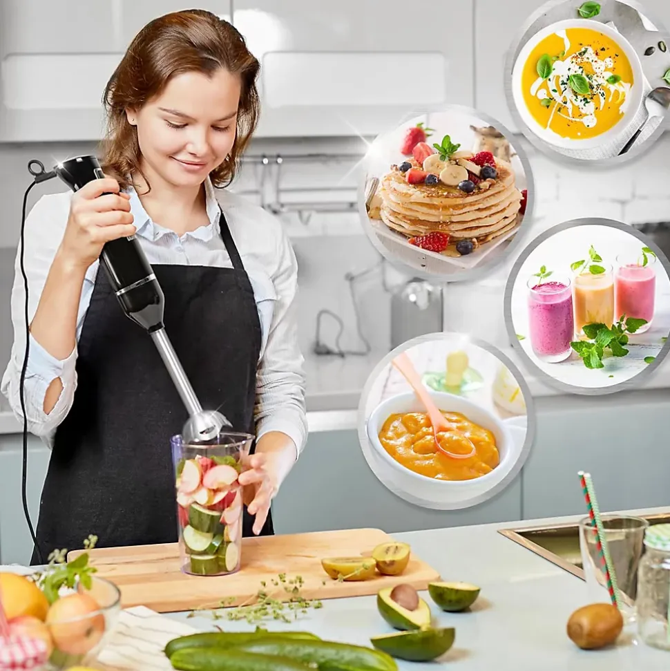 HB35B Mixeur plongeant 350W 2 vitesses Lames inox résistantes à la chaleur Soupe purée smoothie pâtisserie fruit légume Duronic