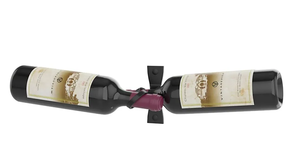 Helix Double support à bouteilles de vin noir mural standard 2 bouteilles