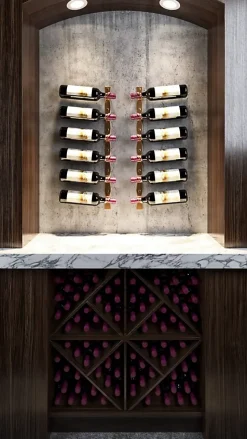 Helix Double support à bouteilles de vin doré mural standard 6 bouteilles