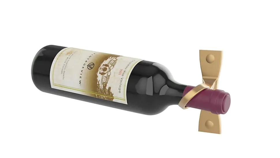 Helix Simple doré support à bouteille de vin mural pour 1 bouteille gauche