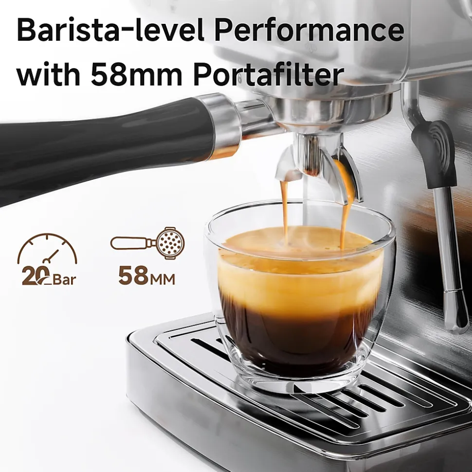 HiBREW H10A Semi Automatic Espresso Coffee Machine, 20Bar Pressure, Milk Frother, Temperature Adjustable, 350ml Pitcher
