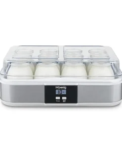 HKOENIG - Yaourtiere ELY120 - 12 pots 160 ml - Acier inox - Ecran LCD - Programmable 15h