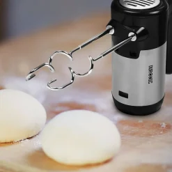 HM3 Batteur électrique à main 300W 5 vitesses Fonction turbo 2 batteurs 2 crochets Rangement intégré Pâtisserie gâteaux Duronic