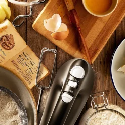 HM4 BK Batteur électrique à main 400W 5 vitesses Fonction turbo 2 batteurs 2 crochets 1 fouet Rangement intégré Duronic