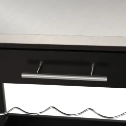 HOMCOM Chariot de service desserte de cuisine à roulettes multi-rangements 60L x 40l x 85H cm plateau acier inox. MDF pin noir