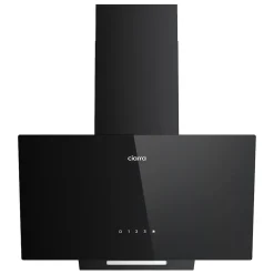 Hotte aspirante inclinée 60cm 350m3h recyclage ou évacuation éclairage LED verre noir Ciarra