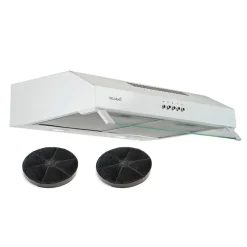 Hotte Casquette 60 cm Blanc - Double moteur 200 Watts - 435 m3/h