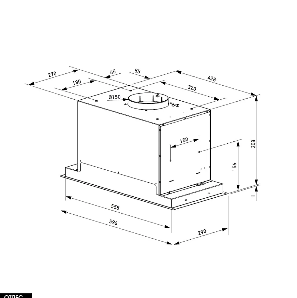 Hotte Casquette Aspirante Silencieuse - 60 cm - 720 m3/h - PINELIO - Noir