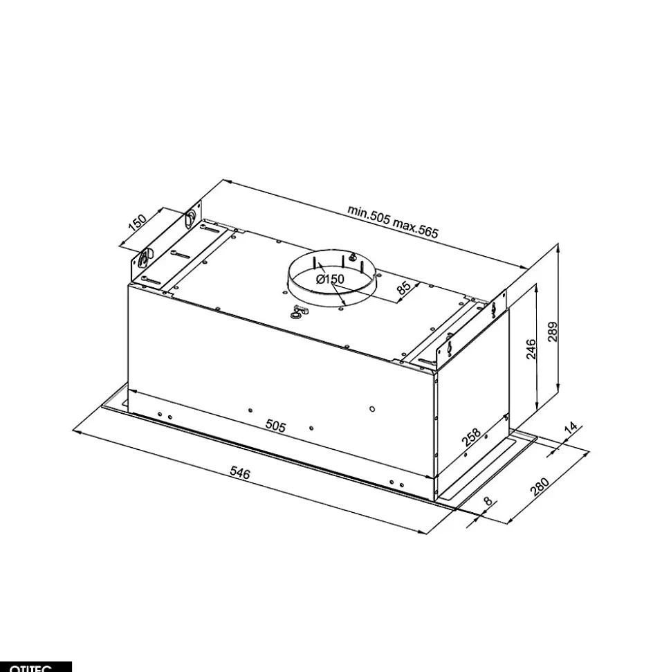 Hotte Casquette Aspirante Silencieuse - 60 cm - 575 m3/h - AGENDERO - Blanc