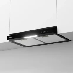 Hotte casquette 60cm classe a+ 220m3h 3 vitesses évacuation ou recyclage noir Ciarra CD6903DB