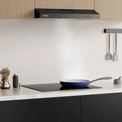 Hotte casquette 60cm classe a+ 220m3h 3 vitesses évacuation ou recyclage noir Ciarra CD6903DB