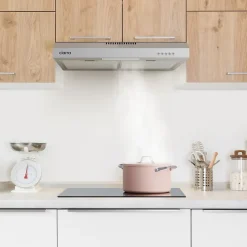 Hotte casquette 60cm 220m3/h 3 vitesses hotte encastrable évacuation ou recyclage inox Ciarra CD6903DS