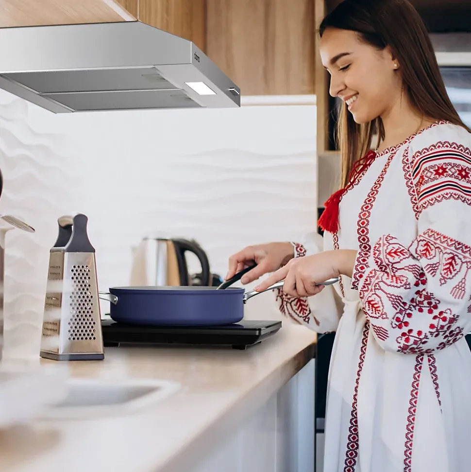 Hotte casquette 60cm 220m3/h 3 vitesses hotte encastrable évacuation ou recyclage inox Ciarra CD6903DS