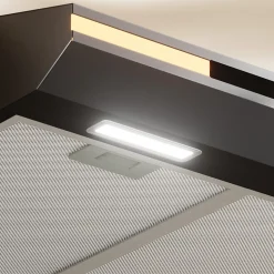 Hotte casquette 60cm 220m3h 3 vitesses tactile évacuation ou recyclage noir Ciarra CD6921B