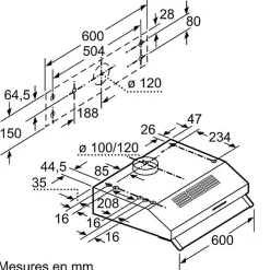 Hotte classique 60cm 350m3/h blanc Bosch DUL63CC20
