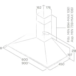 Hotte cuisine Elica murale MISSY noir 60 cm