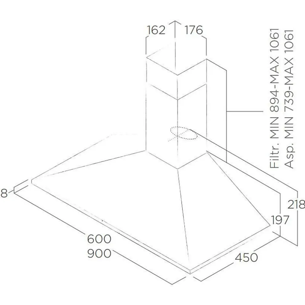 Hotte cuisine Elica murale MISSY noir 60 cm