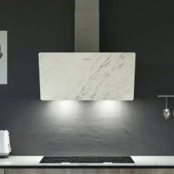 Hotte cuisine murale Silverline STRONG céramique blanc marbré 80 cm