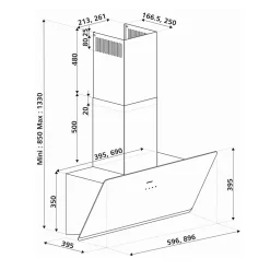 Hotte cuisine murale Silverline ARAE gris 90 cm