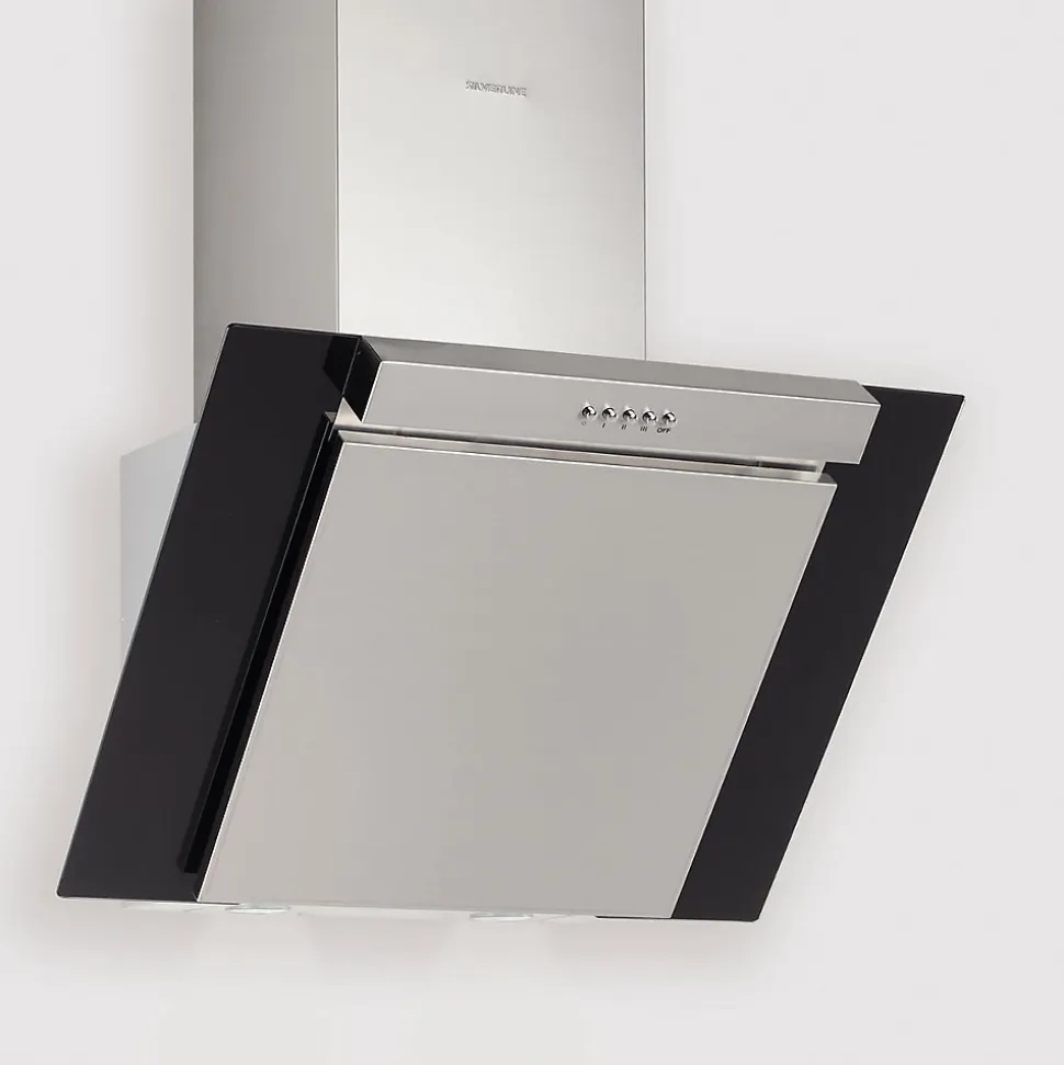 Hotte cuisine murale Silverline KIM inox et verre noir 60 cm