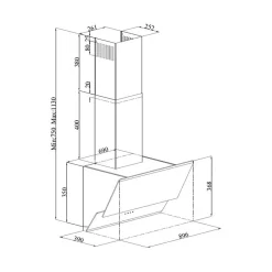 Hotte cuisine murale Silverline FARO noire 90 cm