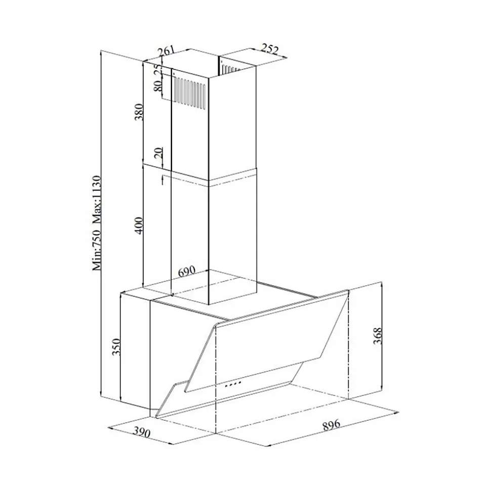 Hotte cuisine murale Silverline FARO noire 90 cm