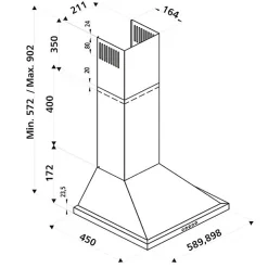 Hotte cuisine murale Silverline TESSY inox 90 cm