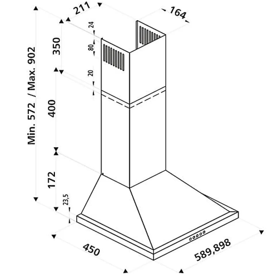 Hotte cuisine murale Silverline TESSY inox 90 cm