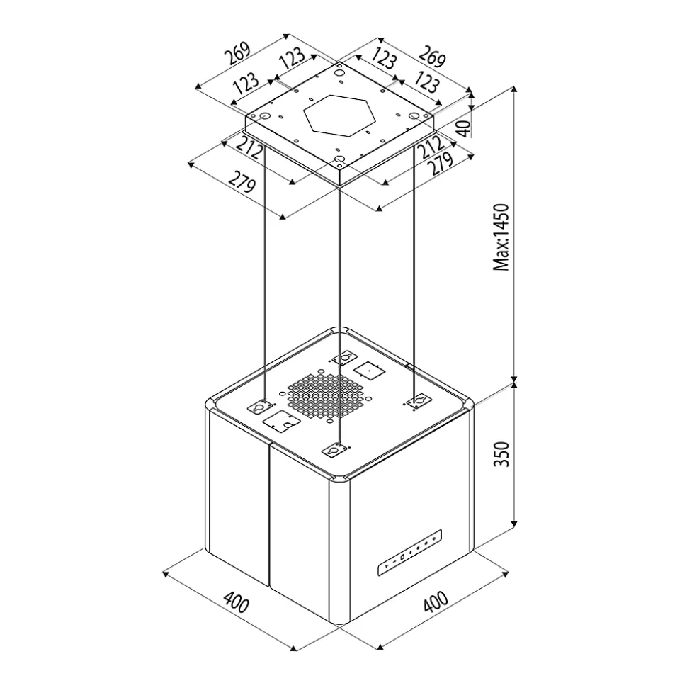 Hotte cuisine Silverline suspendue BRAGA noir 40 cm