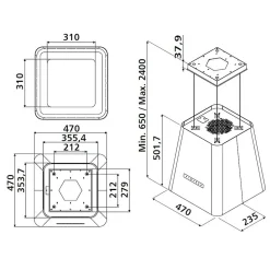 Hotte cuisine Silverline suspendue NEAT noir mat 50 cm