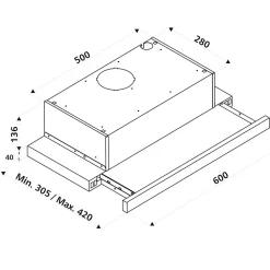 Hotte cuisine Silverline encastrable NUTY inox 60 cm
